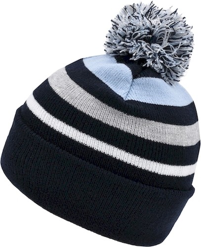 Myrtle Beach_MB7140_Striped Winter Beanie with Pompon